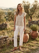 Cargar imagen en el visor de la galería, Blusa Peplum Beige 🇮🇹