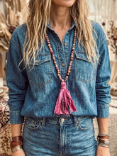 Cargar imagen en el visor de la galería, Collar Pompom Fucsia

