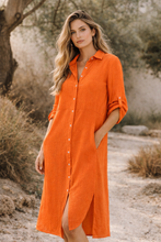 Cargar imagen en el visor de la galería, Vestido Camisero Ame Naranjo

